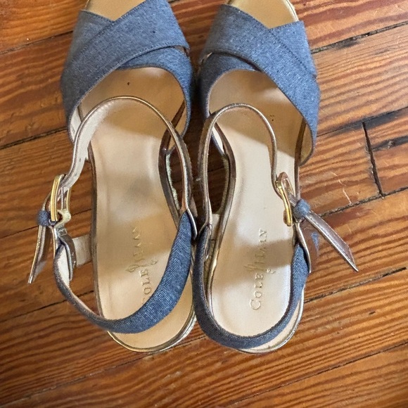 Cole Haan Denim Gold Wedges Ankle Strap Women’s U.S. Size 8.5 - Picture 7 of 9